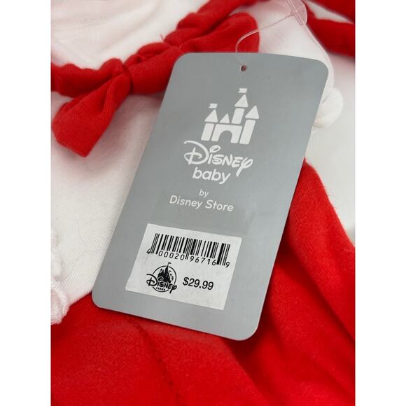 NWT DISNEY Baby Dress Romper Diaper Cover Includes Headband 12-18 M White Red - Picture 8 of 8